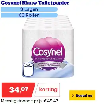 Bol.com Cosynel Blauw Toiletpapier aanbieding