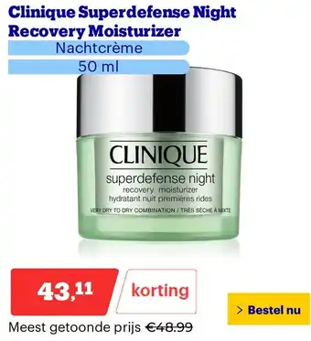 Bol.com Clinique Superdefense Night Recovery Moisturizer aanbieding