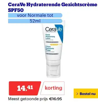 Bol.com CeraVe Hydraterende Gezichtscrème SPF50 aanbieding