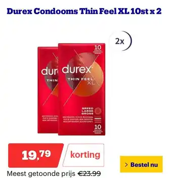 Bol.com Durex Condooms Thin Feel XL 10st x 2 aanbieding