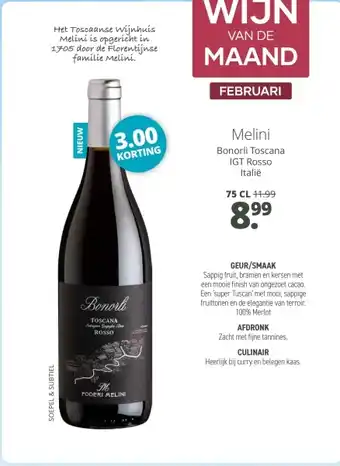 Mitra Melini Bonorli Toscana IGT Rosso aanbieding