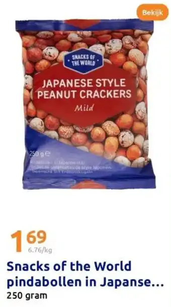 Action Snacks of the World pindabollen in Japanse aanbieding