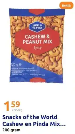 Action Snacks of the World Cashew en Pinda Mix. aanbieding