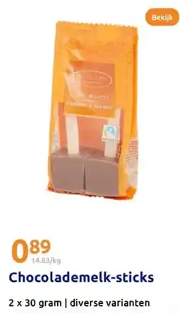 Action Chocolademelk-sticks aanbieding