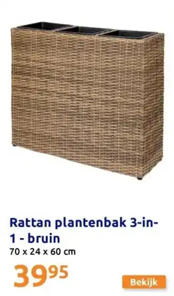 Action Rattan plantenbak 3-in-1 bruin aanbieding