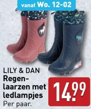 ALDI LILY & DAN Regenlaarzen met led lampjes aanbieding