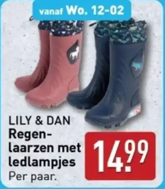 ALDI Lily & dan regenlaarzen met led lampjes aanbieding