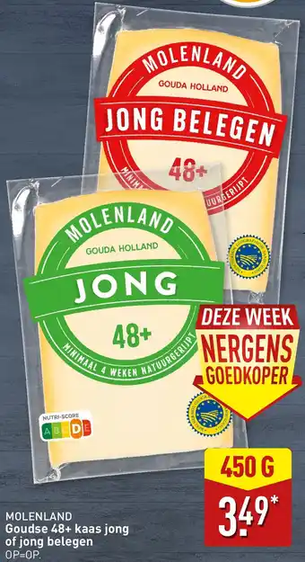 ALDI MOLENLAND Goudse 48+ kaas jong of jong belegen aanbieding