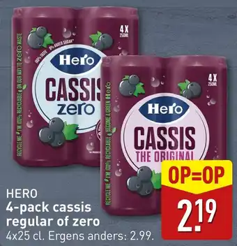 ALDI Hero 4-pack cassis regular of zero aanbieding