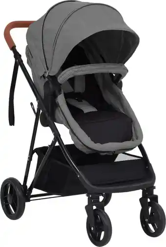 Bol.com vidaXL - Kinderwagen - 2-in-1 - staal - lichtgrijs - en - zwart aanbieding