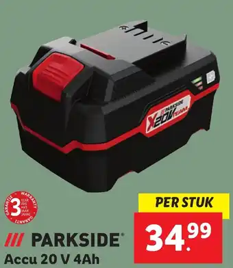 Lidl PARKSIDE Accu 20 V 4Ah aanbieding