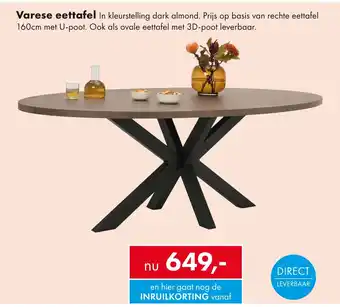 Woonsquare Varese eettafel aanbieding