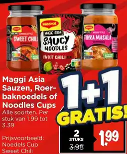 Vomar Voordeelmarkt Maggi Asia Sauzen, Roerbaknoedels of Noodles Cups aanbieding