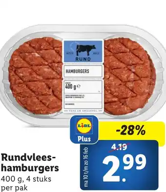 Lidl Rundvlees Hamburgers aanbieding