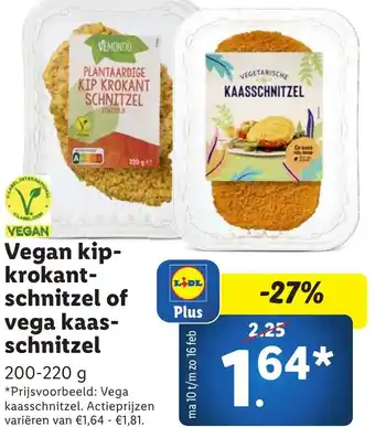 Lidl Vegan kip krokant schnitzel of vega kaasschnitzel aanbieding