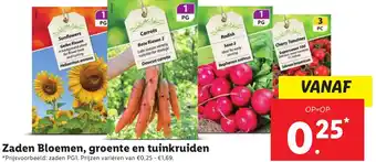 Lidl Zaden Bloemen, groente en tuinkruiden aanbieding