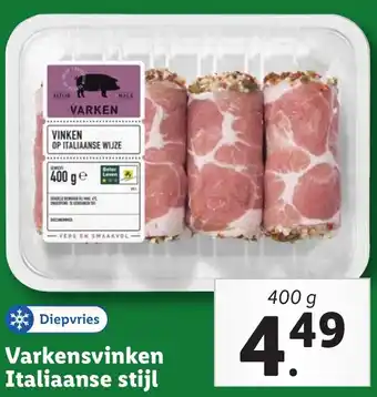 Lidl Varkensvinken Italiaanse stijl aanbieding