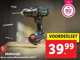 Lidl PARKSIDE Accu-schroefboormachine 20 V aanbieding