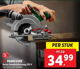 Lidl PARKSIDE Accu-handcirkelzaag 20 V aanbieding