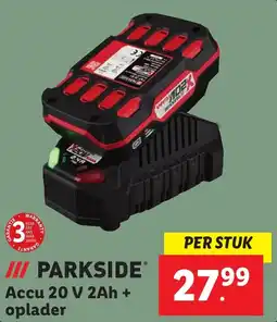 Lidl PARKSIDE Accu 20 V 2Ah + oplader aanbieding