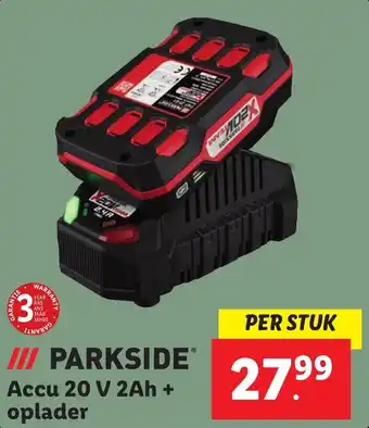 Lidl PARKSIDE Accu 20 V 2Ah + oplader aanbieding