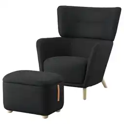 IKEA Oskarshamn Oorfauteuil met voetenbank, Gunnared zwart/grijs aanbieding