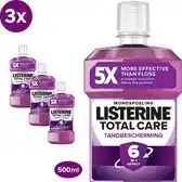 Bol.com LISTERINE Mondwater Total Care Tandbescherming - mondspoeling - complete bescherming voor sterke tanden - 3 x 500 ml aanbieding