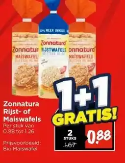 Vomar Voordeelmarkt Zonnatura Rijst- of Maiswafels Per stuk van 0.88 tot 1.26 aanbieding