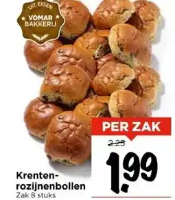 Vomar Voordeelmarkt Krenten- rozijnenbollen Zak 8 stuks aanbieding