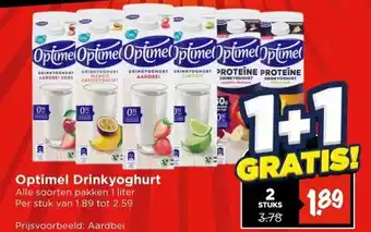 Vomar Voordeelmarkt Optimel Drinkyoghurt Alle soorten pakken 1 liter. Per stuk van 1.89 tot 2.59 aanbieding