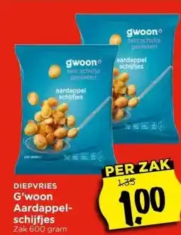 Vomar Voordeelmarkt DIEPVRIES G'woon Aardappel- schijfjes Zak 600 gram aanbieding