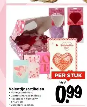 Vomar Voordeelmarkt Valentijnsartikelen ⚫Honeycomb hart Confettihartjes in doos Folieballon hartvorm 37x34 cm aanbieding