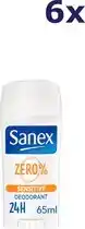 Bol.com SANEX DEO STICK ZERO% SENSITIVE 6x 65ml aanbieding