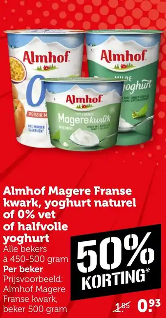 Coop Almhof Magere Franse kwark, yoghurt naturel of 0% vet of halfvolle yoghurt aanbieding