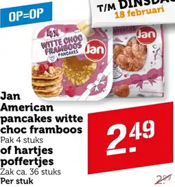 Coop Jan American pancakes witte choc framboos of hartjes poffertjes aanbieding