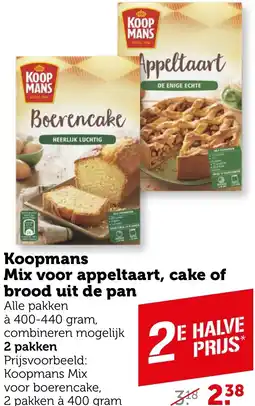 Coop Koopmans Mix voor appeltaart, cake of brood uit de pan aanbieding