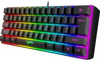 Bol.com HXSJ V700 - Bedrade Gaming Toetsenbord - RGB - 61keys - QWERTY Toetsenborden - Zwart aanbieding