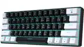 Bol.com HXSJ V900 Bedrade Mechanisch Gaming Toetsenbord - QWERTY - 61 Keys - Blue Switch - Zwart wit aanbieding