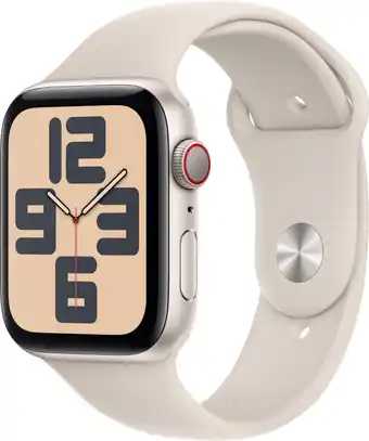 Bol.com Apple Watch SE 2023 - GPS + Cellular - 44mm Starlight Aluminium Case with Starlight Sport Band - S/M aanbieding