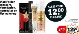 Kruidvat Max Factor mascara, foundation, concealer en lip make-up aanbieding