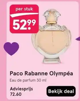 Etos Paco Rabanne Olympéa Eau de parfum 30 ml aanbieding