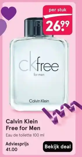 Etos Calvin Klein Free for Men Eau de toilette 100 ml aanbieding