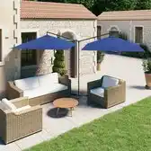 Praxis vidaXL Dubbele Parasol Polyester - 290x290 cm - Stalen paal - Azuurblauw aanbieding