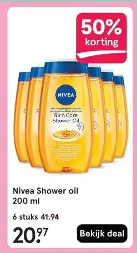 Etos Nivea Shower oil 200 ml aanbieding