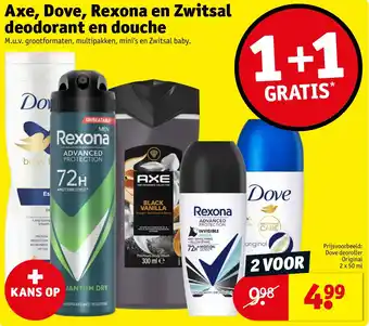 Kruidvat Axe, Dove, Rexona en Zwitsal deodorant en douche aanbieding