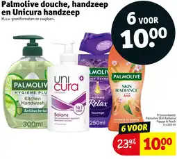 Kruidvat Palmolive douche, handzeep en Unicura handzeep aanbieding