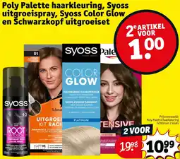 Kruidvat Poly Palette haarkleuring, Syoss uitgroeispray, Syoss Color Glow en Schwarzkopf uitgroeiset aanbieding