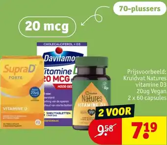 Kruidvat Kruidvat Natures vitamine D3 20ug Vegan aanbieding