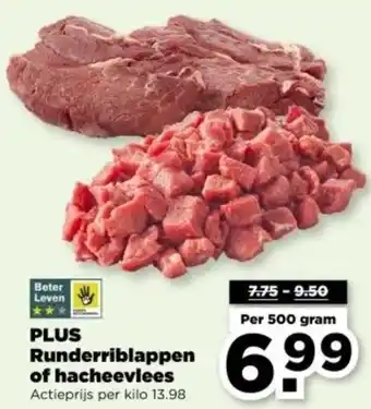 PLUS PLUS Runderriblappen of hacheevlees aanbieding