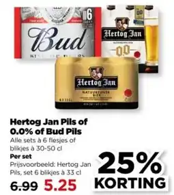 PLUS Hertog Jan Pils of 0.0% of Bud Pils aanbieding